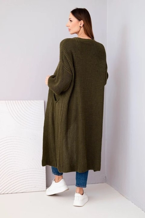 Sweter długi kardigan khaki