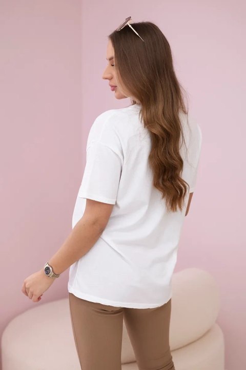 Bluzka bawełniana przecierana Rock n roll biała