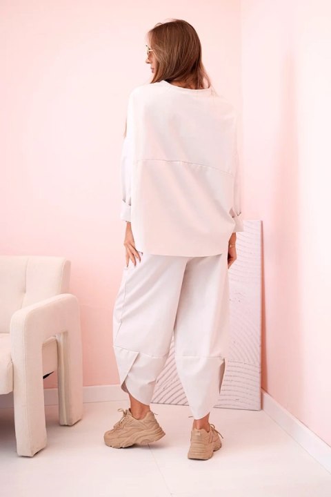 Komplet new punto bluza + spodnie beżowy