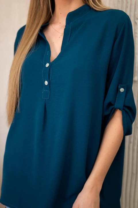 Bluzka z dłuższym tyłem morska