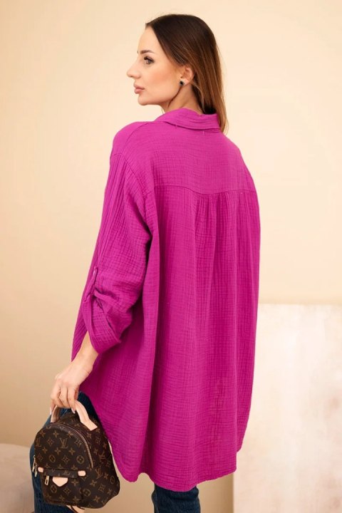 Koszula bawełniana muślinowa Plus Size ciemny fioletowy