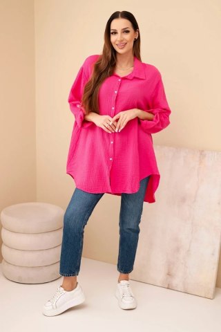 Koszula bawełniana muślinowa Plus Size fuksja