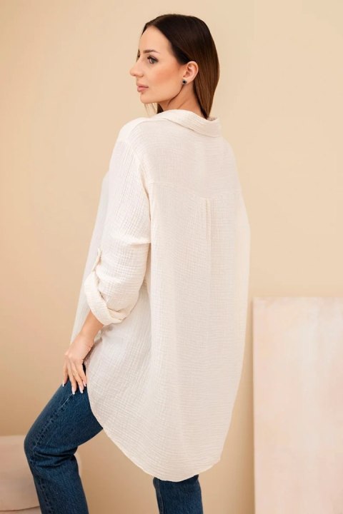Koszula bawełniana muślinowa Plus Size jasno beżowa