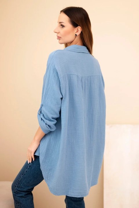 Koszula bawełniana muślinowa Plus Size jeansowa