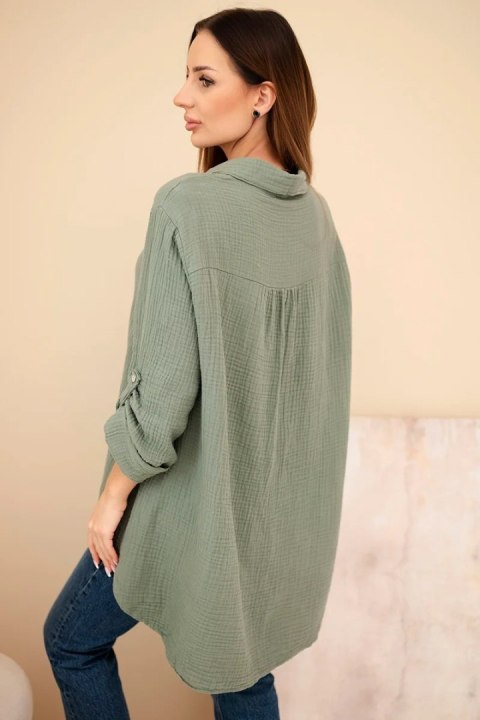 Koszula bawełniana muślinowa Plus Size khaki