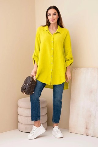 Koszula bawełniana muślinowa Plus Size kiwi