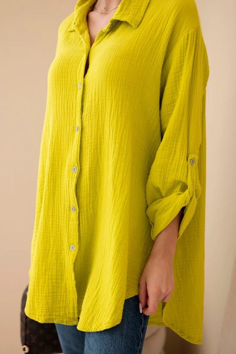 Koszula bawełniana muślinowa Plus Size kiwi