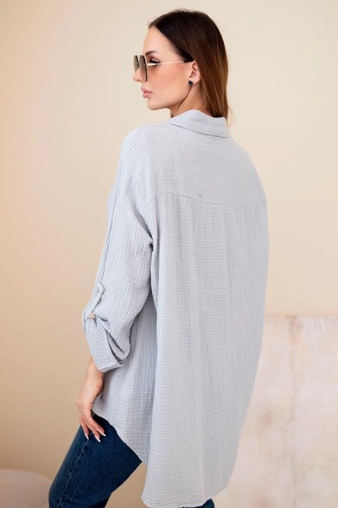 Koszula bawełniana muślinowa Plus Size szary