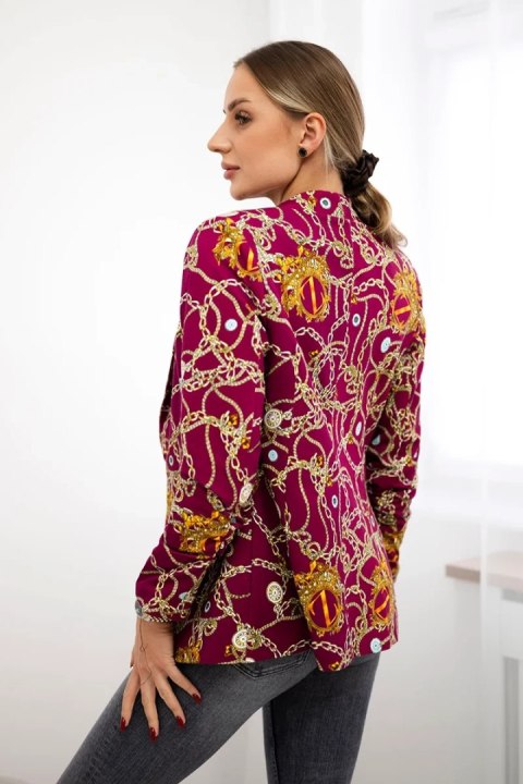 Marynarka bawełniana z kolorowym nadrukiem ciemno fioletowa