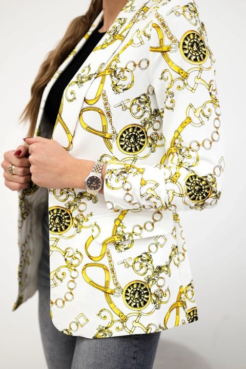 Marynarka bawełniana z kolorowym nadrukiem ecru+żółty