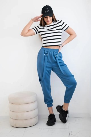 Spodnie z ozdobnymi paskami masełko jeansowe