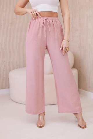 Spodnie z wiskozy z szeroką nogawką ciemny pudrowy róż