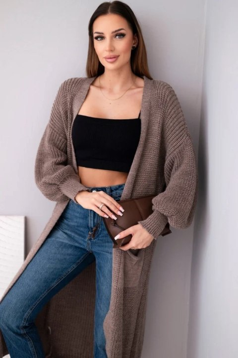 Sweter długi kardigan fango