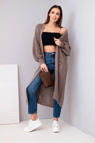 Sweter długi kardigan fango