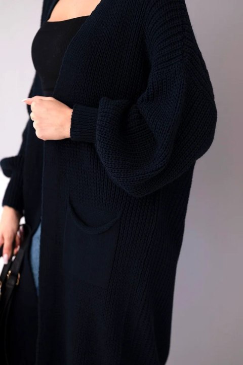 Sweter długi kardigan granatowy