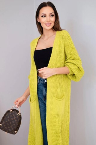 Sweter długi kardigan pistacjowy