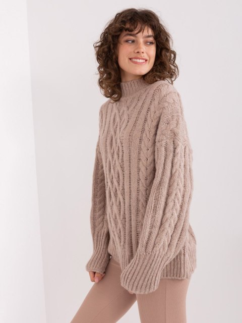 Sweter AT-SW-2363-2.30 ciemny bezowy