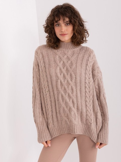 Sweter AT-SW-2363-2.30 ciemny bezowy