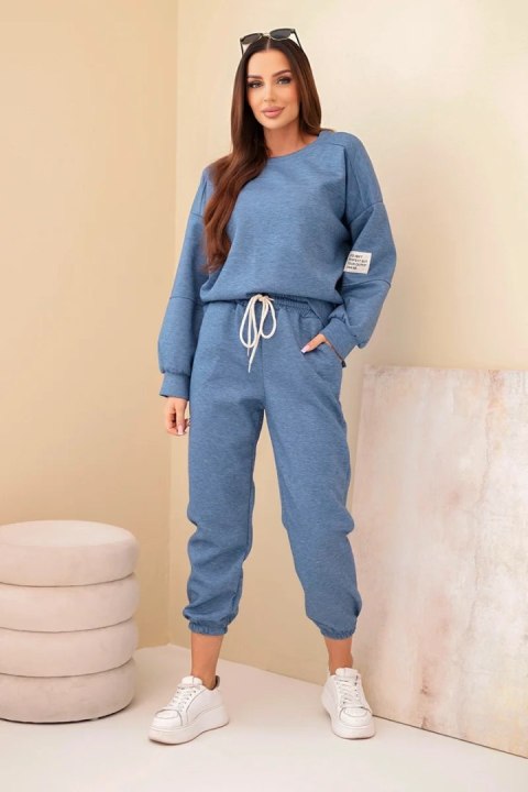 Komplet bluza + spodnie masełko jeansowy melanż