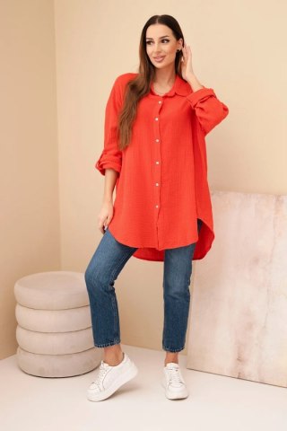 Koszula bawełniana muślinowa Plus Size czerwona