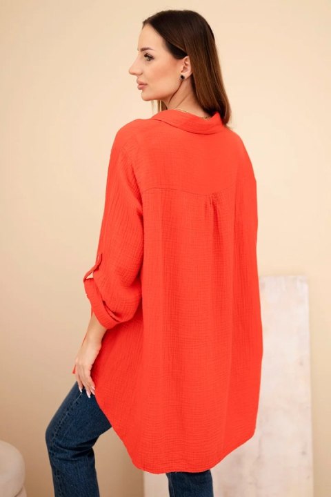 Koszula bawełniana muślinowa Plus Size czerwona