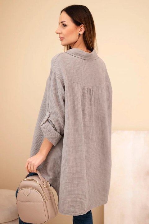 Koszula bawełniana muślinowa Plus Size fango