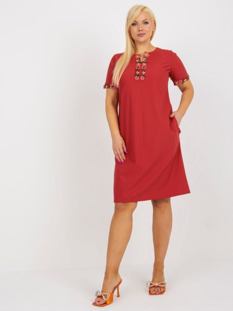 Sukienka LK-SK-506309.50 bordowy 42
