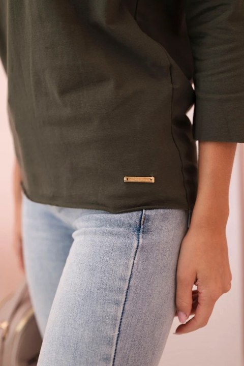 Bluzka damska z dekoltem w łódkę khaki