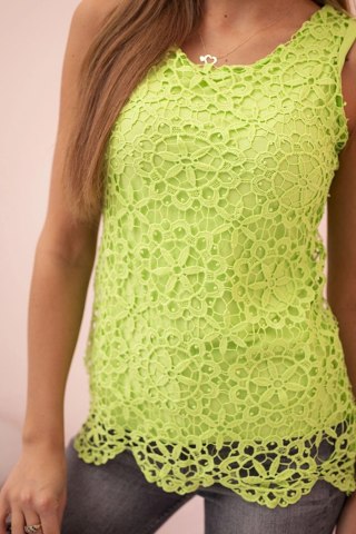 Bluzka damska z koronką bez rękawów zielona