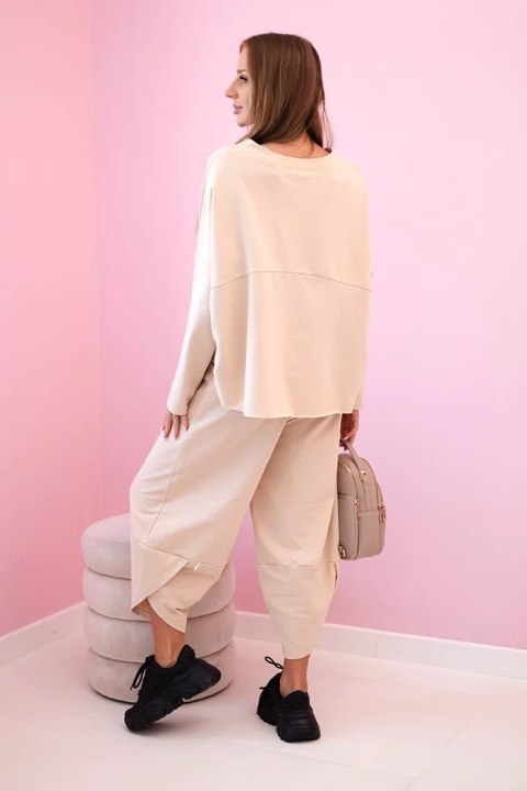 Komplet bawełniany bluza + spodnie ciemny beżowy