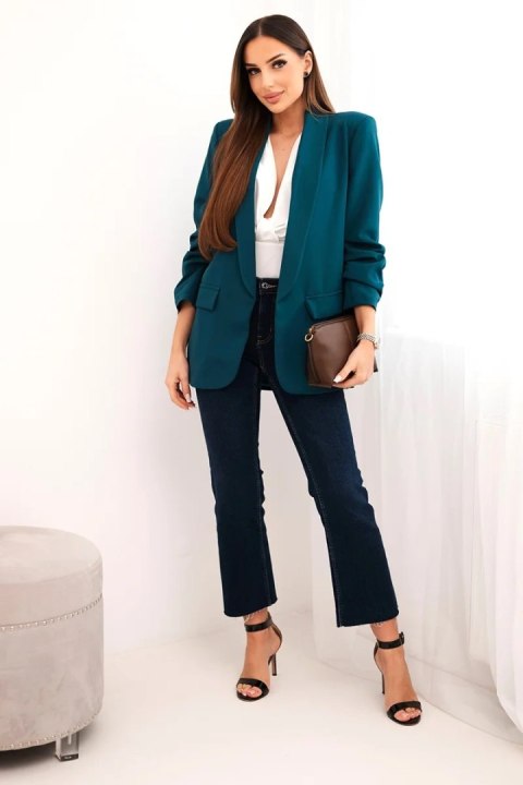 Marynarka z klapami elegancka ciemno morska