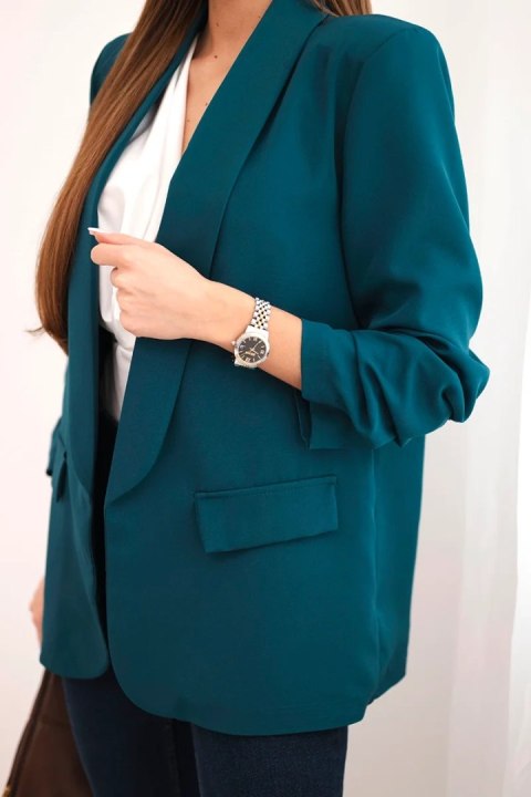 Marynarka z klapami elegancka ciemno morska