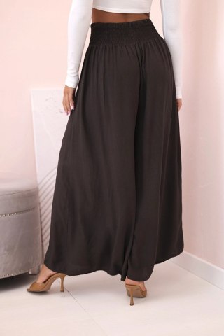 Spodnie damskie wiskozowe z elastycznym pasem brązowe