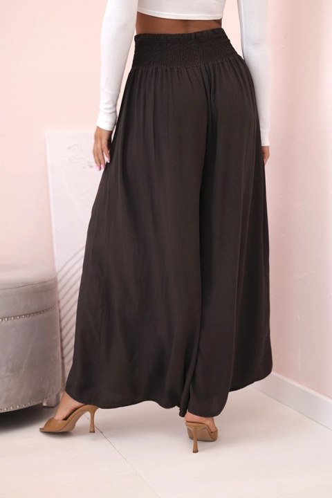 Spodnie damskie wiskozowe z elastycznym pasem brązowe