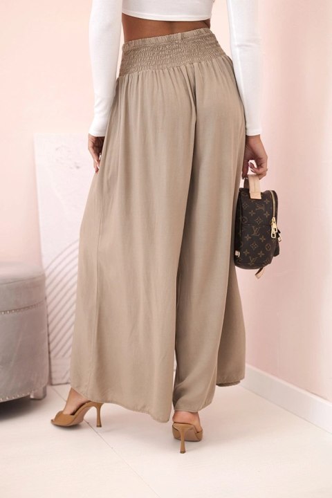 Spodnie damskie wiskozowe z elastycznym pasem camelowe