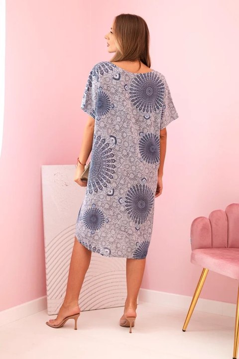 Sukienka damska bawełniana z orientalnym wzorem szara