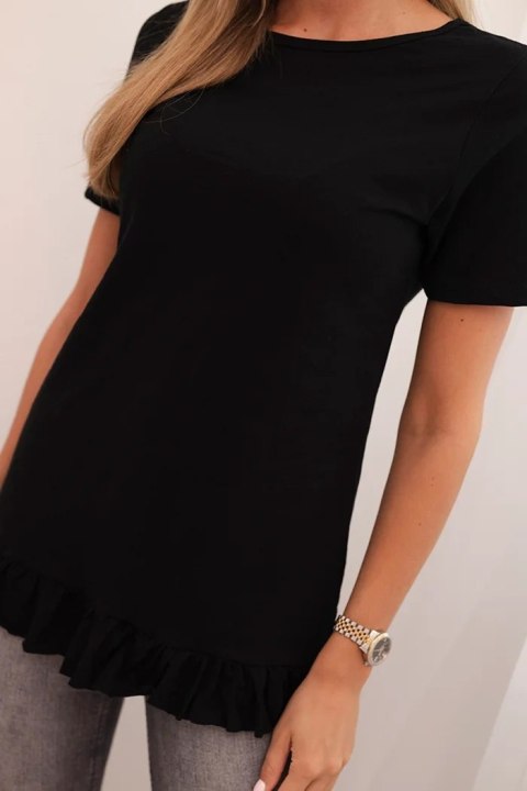 Bluzka damska z falbaną na dole czarna