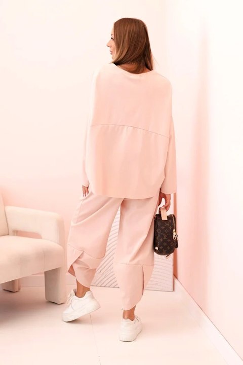 Komplet new punto bluza + spodnie ciemny pudrowy róż