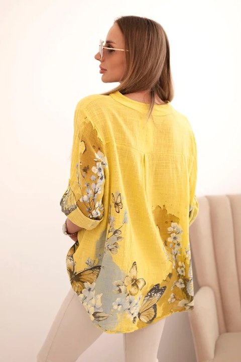 Koszula damska bawełniana na guzik i kieszonką kiwi