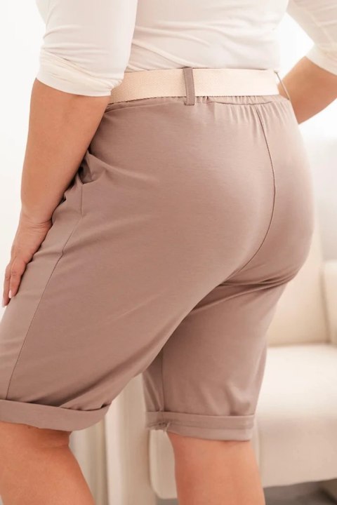 Spodenki damskie bawełniane Plus Size z paskiem fango