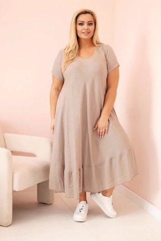Sukienka damska plus size z krótkim rękawem i falbaną z lekkiej wiskozy fango