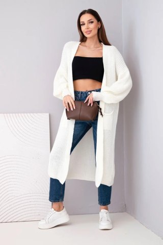 Sweter długi kardigan ecru