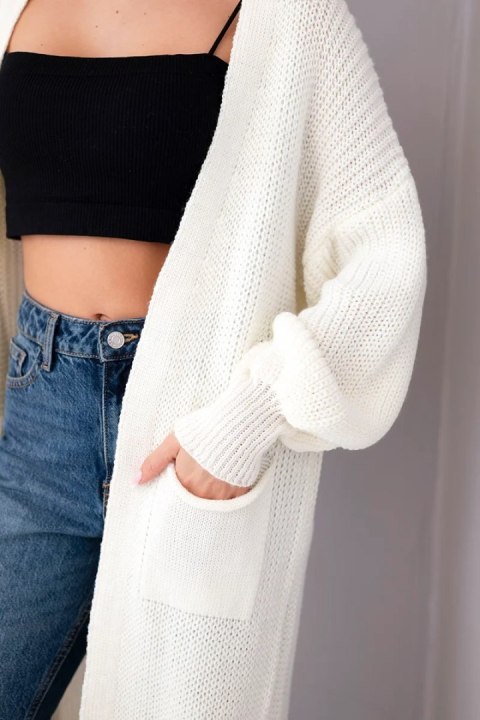 Sweter długi kardigan ecru