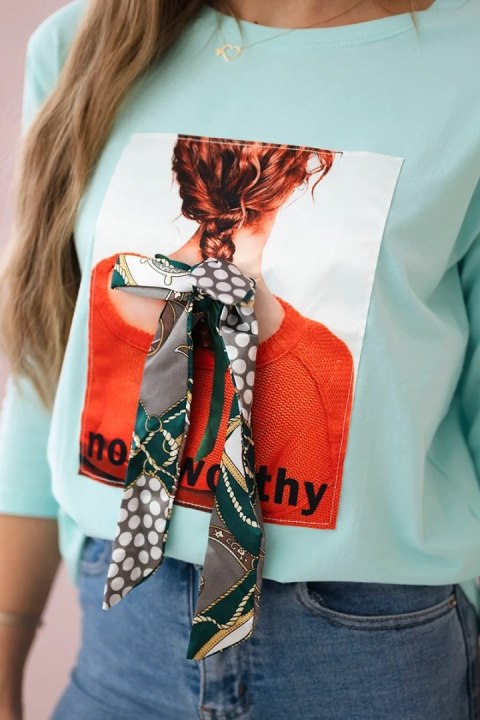 Bluzka z grafiką 3D Noteworthy miętowa