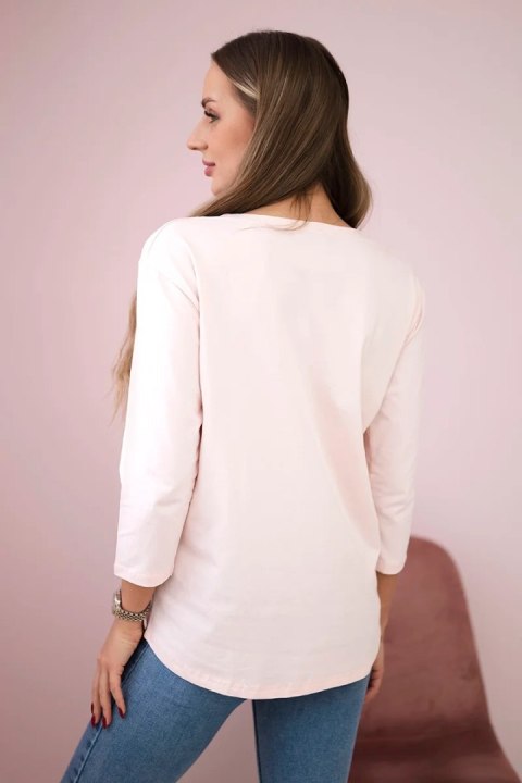 Bluzka z grafiką 3D Noteworthy pudrowy róż