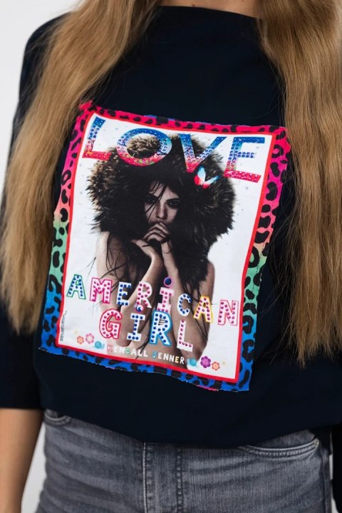 Bluzka z grafiką American Girl granatowa S/M - L/XL