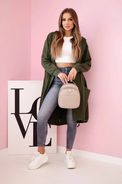 Narzutka z kapturem oversize khaki