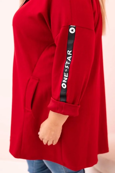 Bluza damska Plus Size z wiskozą rozpinana z kapturem czerwona