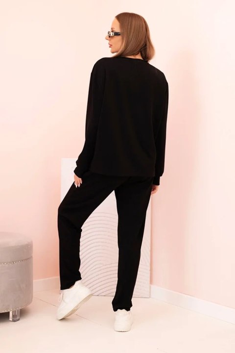 Komplet damska masełkowy bluza i spodnie z gumką czarny
