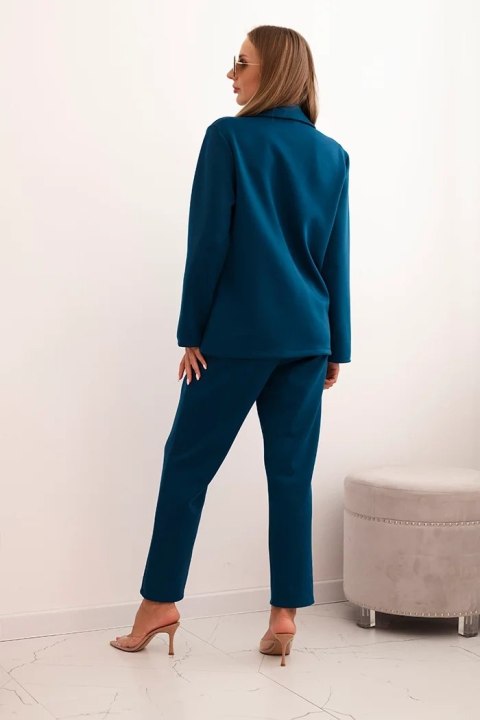 Komplet damska z wiskozą z ozdobami i elastycznymi spodniami morski